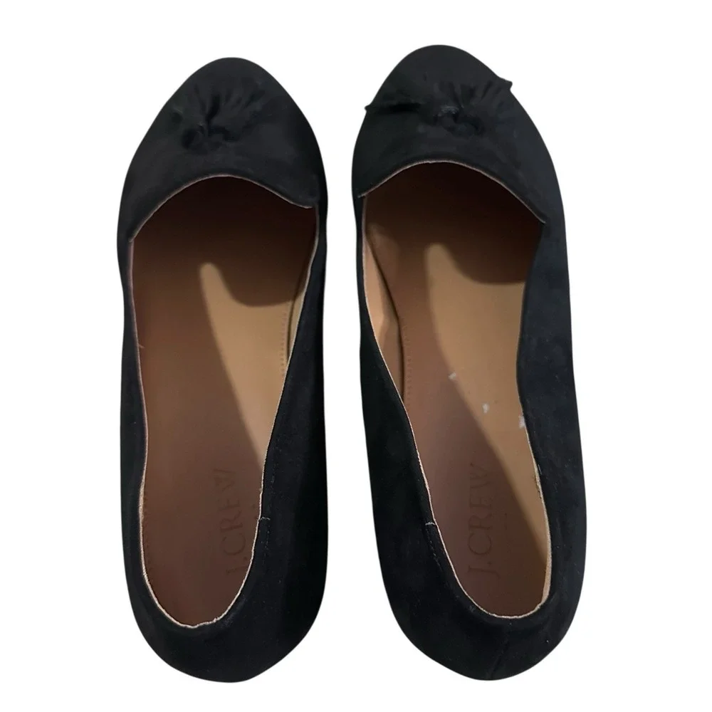 J Crew Cora Faux Suede Tassel Preppy Slip On Ballet Flats Loafers Women's 10.5 M
